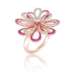Bague Fleur Rose-Blanche