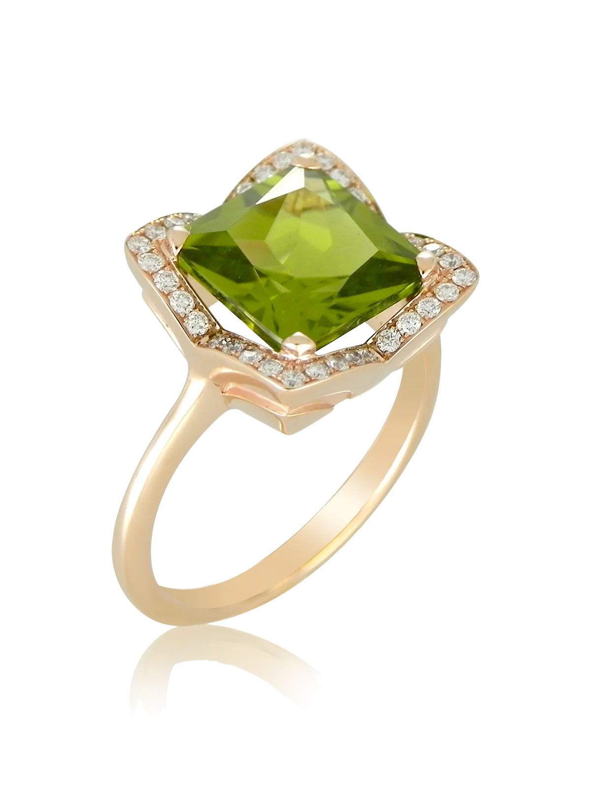 Amazing Peridot Stone Surrounded by Pavé Diamonds Ring - Image 1