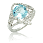 Fabulous Blue Topaz & Diamond Cocktail Ring