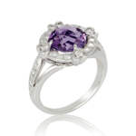 Luxurious 4 Hearts Amethyst & Diamond Cocktail Ring