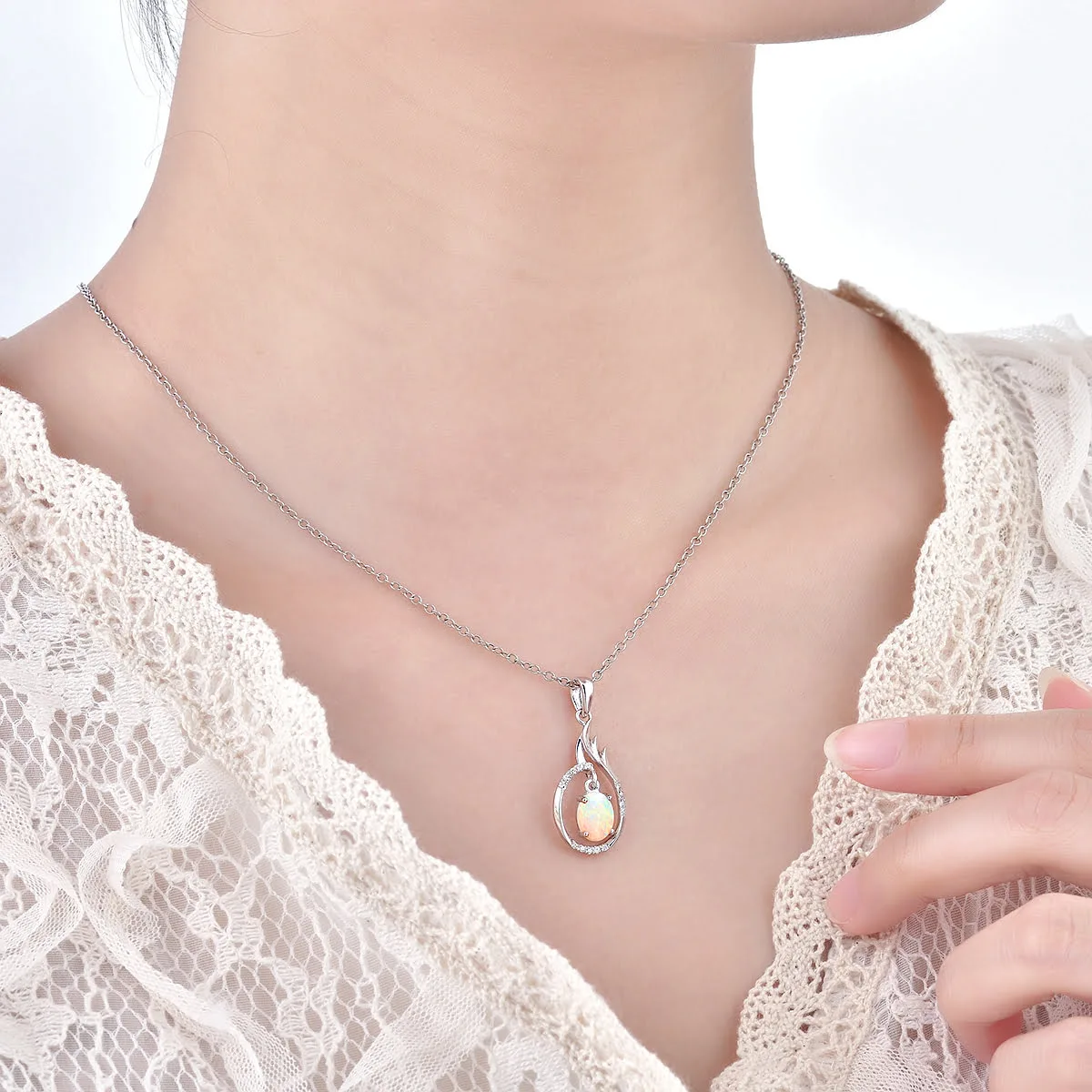 Stylish Drop of Natural Opal Pendant - Image 2