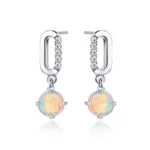 Natural Opal Round Earrings