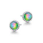 Natural blue Opal Round Earrings