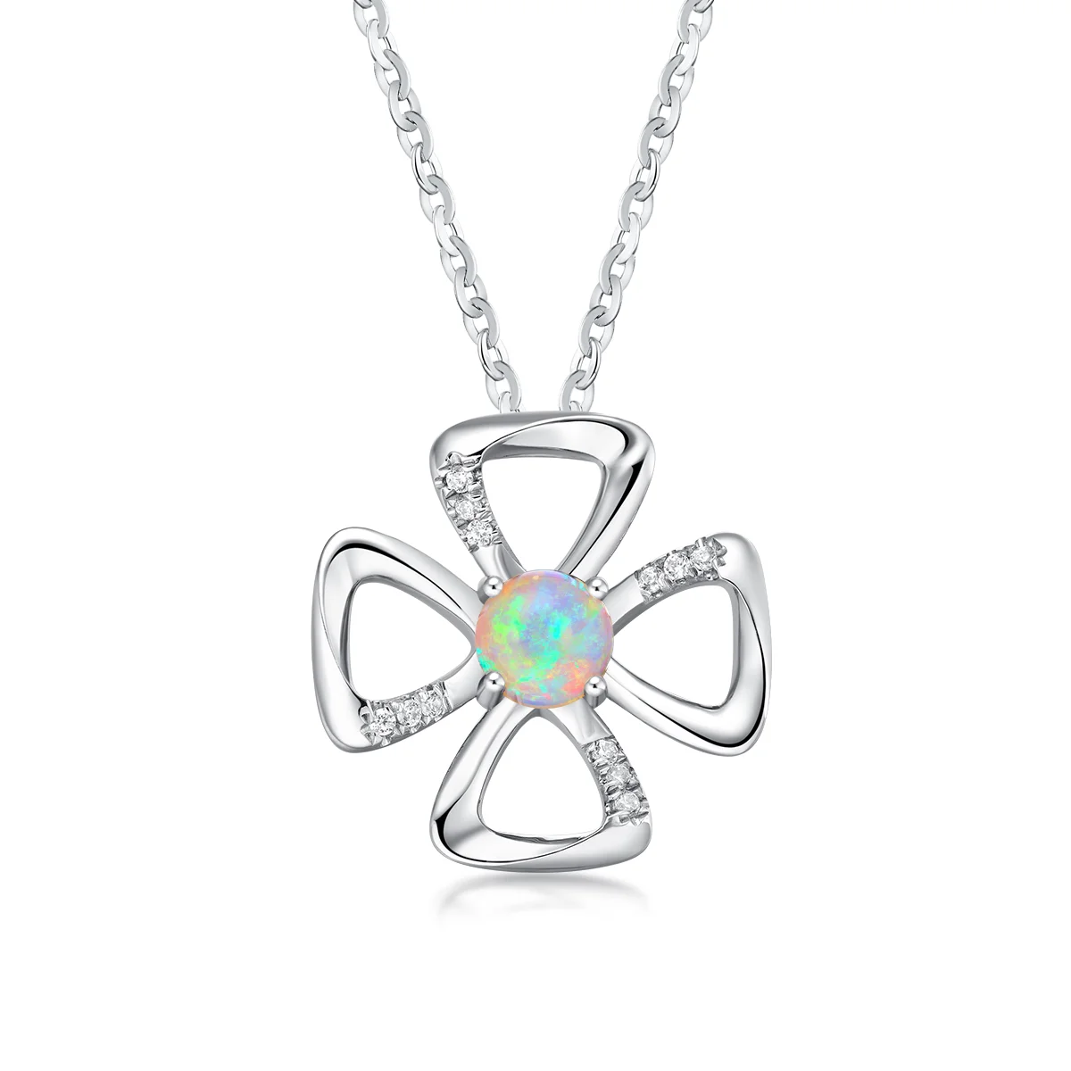 PP00093-W1 Natural Opal Lucky clover Pendant - immagine 1