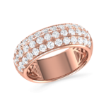 Diamond Pavé Set 3-reihiger Dressring in Roségold