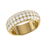 Bague robe 3 rangs sertie pavé de diamants en or jaune