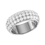 Bague robe 3 rangs sertie pavé de diamants en or blanc