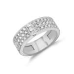 Erstaunlicher Pavé Set Diamond mit 3 diams Center Dress Ring in Weißgold