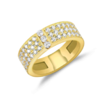 Amazing Pavé Set Diamond with 3 diams center Dress Ring in yellow gold