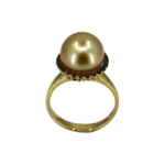 Luxurious Black Diamond Golden South Sea Pearl Ring in Yellow gold 18k