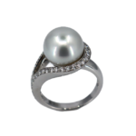 Pavé Diamond white South Sea Pearl Ring in white gold 18k