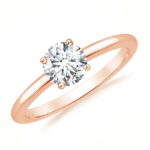 Solitaire Bague Diamant 0.40 ct,18k or Rose