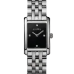 Elegante Damenuhr in Silber & Schwarz