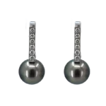 Boucles d'oreilles diamants et perle de Tahiti en or blanc