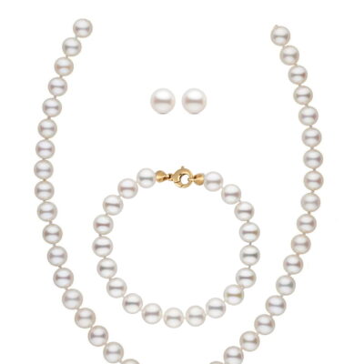 Perla coltivata d'acqua dolce di qualità AAA incastonata in bianco 8,5-9 mm