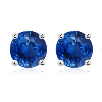 Superbes boucles d'oreilles saphir bleu véritable 5mm