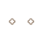 Boucle d'oreille trèfle porte-bonheur en or rose 18 carats