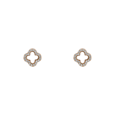 Orecchino Trifoglio fortunato in oro rosa 18k