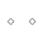 Boucles d'oreilles trèfle porte-bonheur en or blanc 18 carats