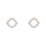 Orecchino lucido con diamante quadrato aperto in oro rosa 18 carati