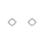 Glänzender offener quadratischer Diamantohrring aus 750er Weißgold