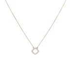 Collana con ciondolo a forma di diamante quadrato aperto lucido in oro rosa 18 carati