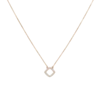 Glänzende offene quadratische Diamant-Anhänger-Halskette in 18 Karat Roségold