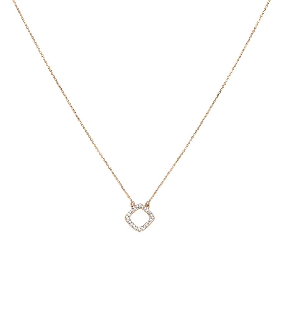 WP-N-111839 R 18K Shiny Open Square Diamond Pendant Necklace in 18k rose gold - immagine 1