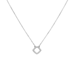 Collana con ciondolo a forma di diamante quadrato aperto lucido in oro bianco 18k