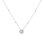 Diamond Pavé Flower Necklace in White gold