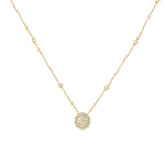 Pavé de Diamants en Forme de Fleur Collier en or Jaune