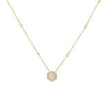 Collana fiore con pavé di diamanti in oro giallo