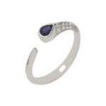 Bague tendance saphir et diamant en or blanc 18 carats