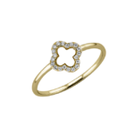 Bague trèfle porte-bonheur en or jaune 18k