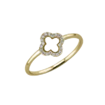 Bague trèfle porte-bonheur en or jaune 18k