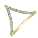 V-Form Trendy Diamantring aus 750er Gelbgold