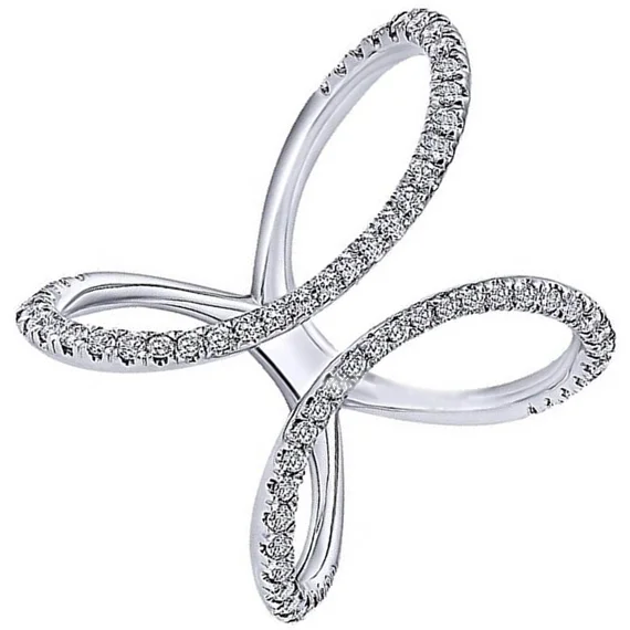 Open Infinity Trendy Diamond Ring in 18k white gold – Image 3