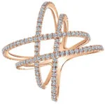 Double X Criss Cross Trendy Diamantring in 18 Karat Roségold