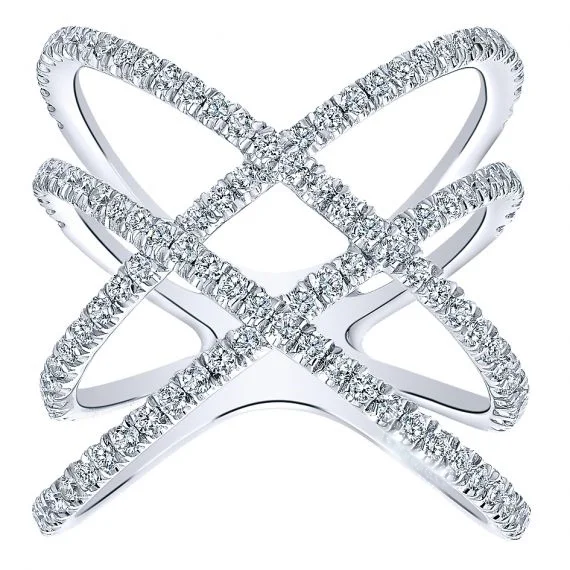 Double X Criss Cross Trendy Diamond Ring in 18k white gold – Bild 2