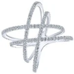 Double X Criss Cross Trendy Diamantring aus 750er Weißgold