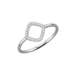 Shiny Open Square Diamond Ring in 18k white gold