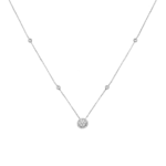 Pavé de Diamants en forme de pleine Lune Collier en or Blanc