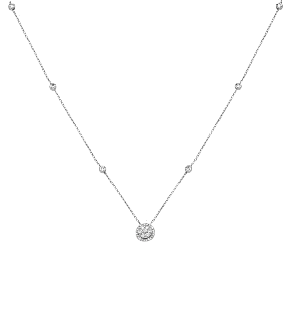 WPN112588.18KW Diamond Pavé full Moon Necklace in White gold - immagine 1