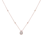 Pavé de Diamants en forme de Larme Collier en or Rose