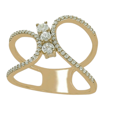 Infinity 3 Trendy Diamond Ring in 18k yellow gold