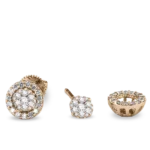 Funkelnder großer Doppelkranz-Ohrstecker in Roségold 18k groß