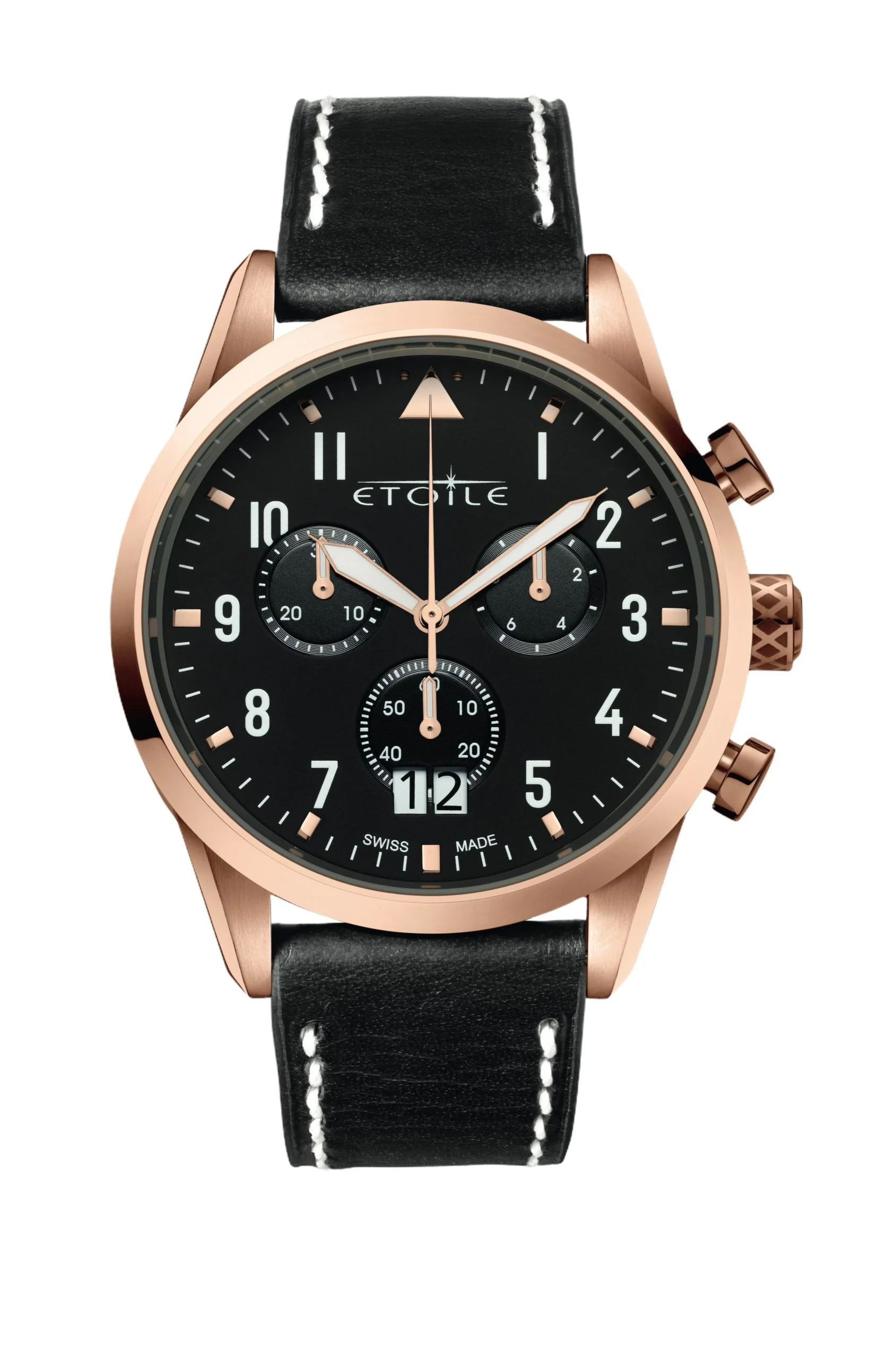 man-watch-Sophy-Geneva-Swiss-made-blac leather Gentleman Chrono Addict watch Black leather - Image 1