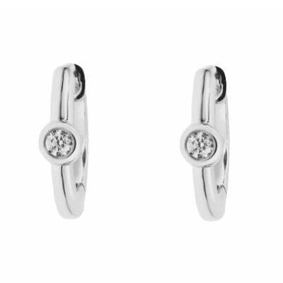 Classic Diamond Hoop Earring in 18k white gold