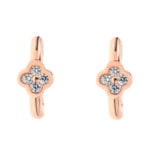 Orecchino a cerchio classico con 4 diamanti in oro rosa 18k