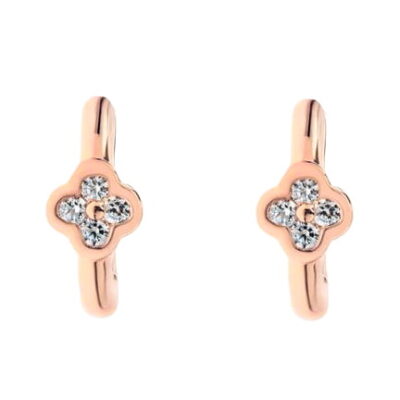 Boucle d'oreille classique 4 diamants en or rose 18 carats
